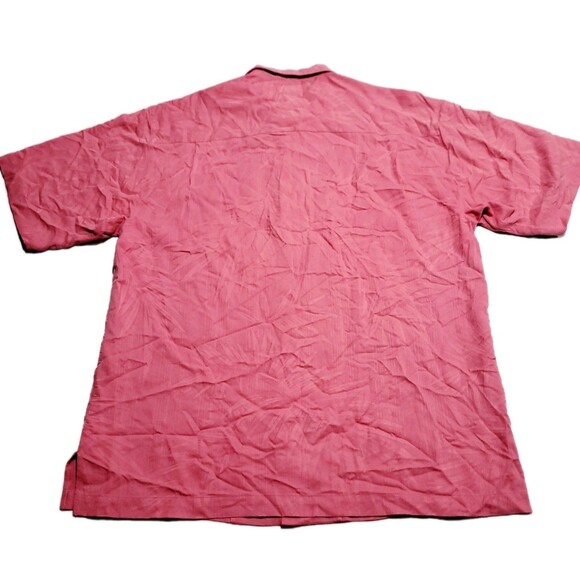 Tommy Bahama Tahitian Border Teaberry Salmon Camp Shirt Silk Cotton Blend NWOT - Picture 2 of 7